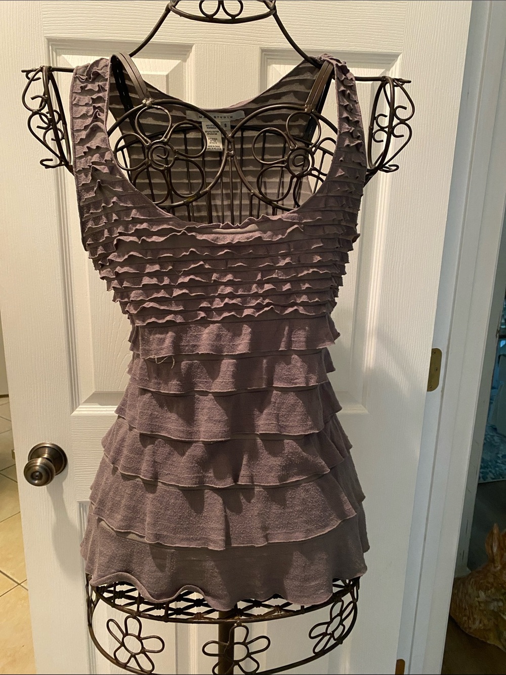 Layered Ruffle Tank Top in Gray